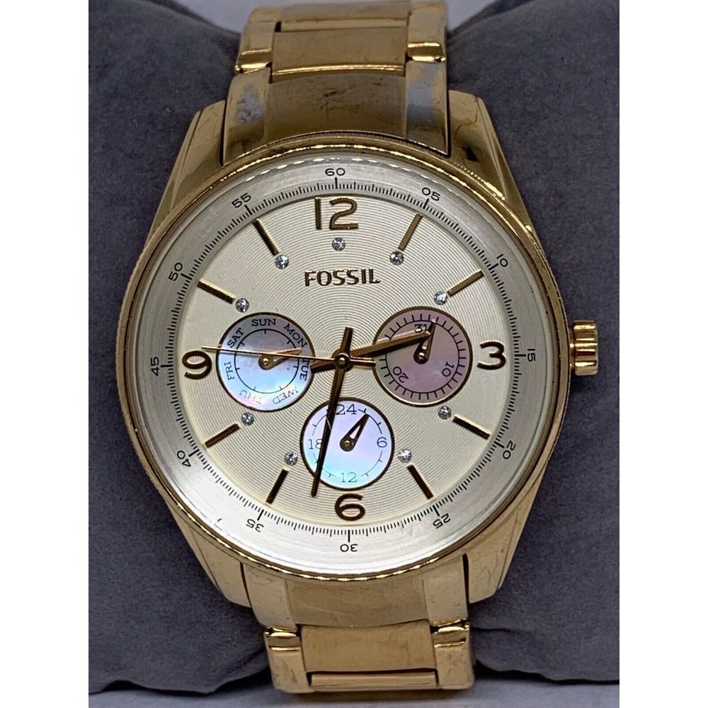 Fossil BQ1475 Women's Gold Stainless Steel Analog Dial Quartz Wrist Watch Ee188